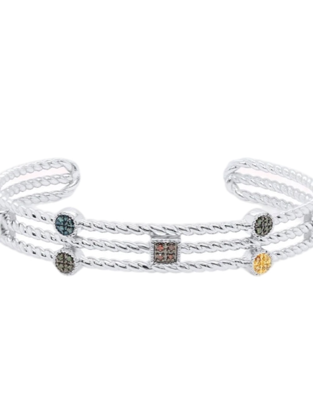 Cuff Bracelet With Colored Diamonds